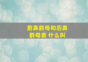 前鼻韵母和后鼻韵母表 什么叫